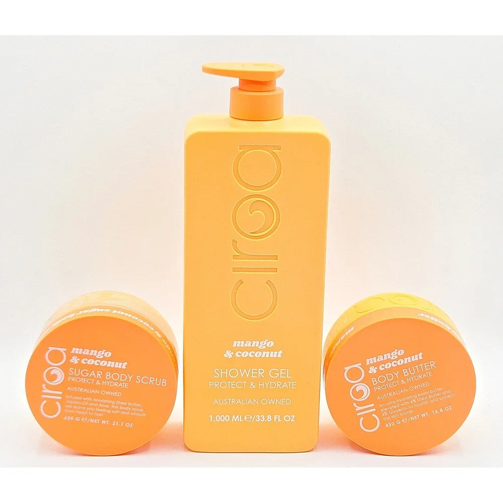 Ciroa Mango & Coconut 3pc Set - Protect & Hydrate Cleanser, Scrub, Butter